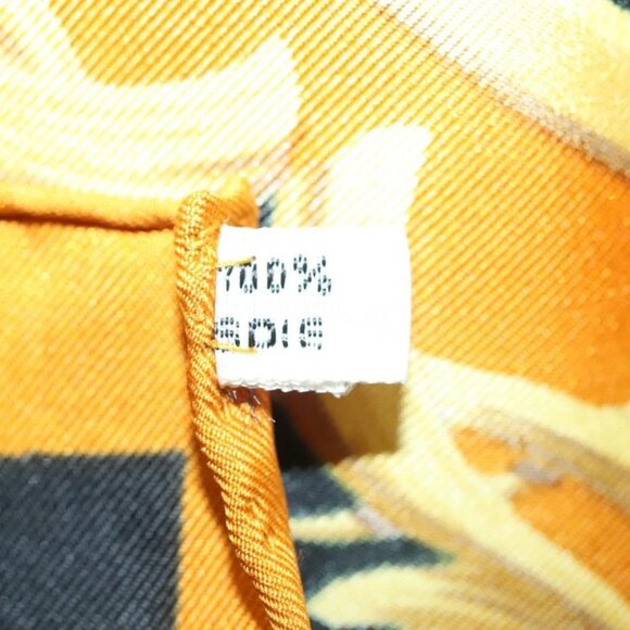 HERMES Carre 90 Scarf Crown Silk Yellow Auth am8845 - Picture 11 of 12